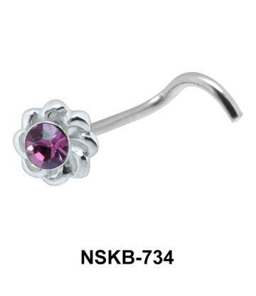 Stony Flower Silver Curved Nose Stud NSKB-734